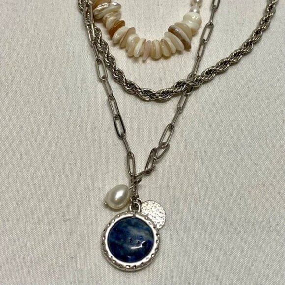 Sonoma Fresh Water Cultured Pearl Paperclip Toggle Chain Rope Layered Necklace - Picture 4 of 15